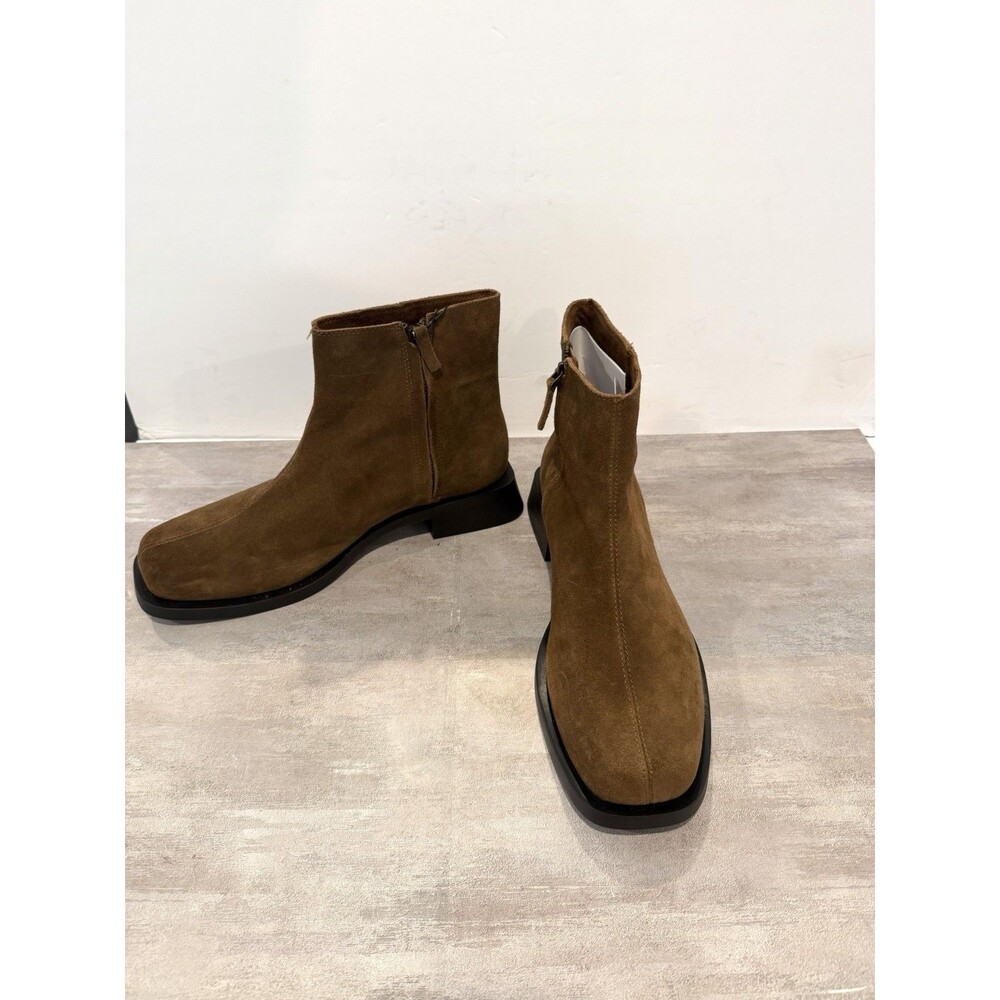 Zara NWT Brown Suede Leather Ankle Boots Square Toe Side Zip Men Sz US 12 EUR 45 - Picture 8 of 14